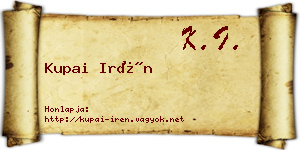 Kupai Irén névjegykártya